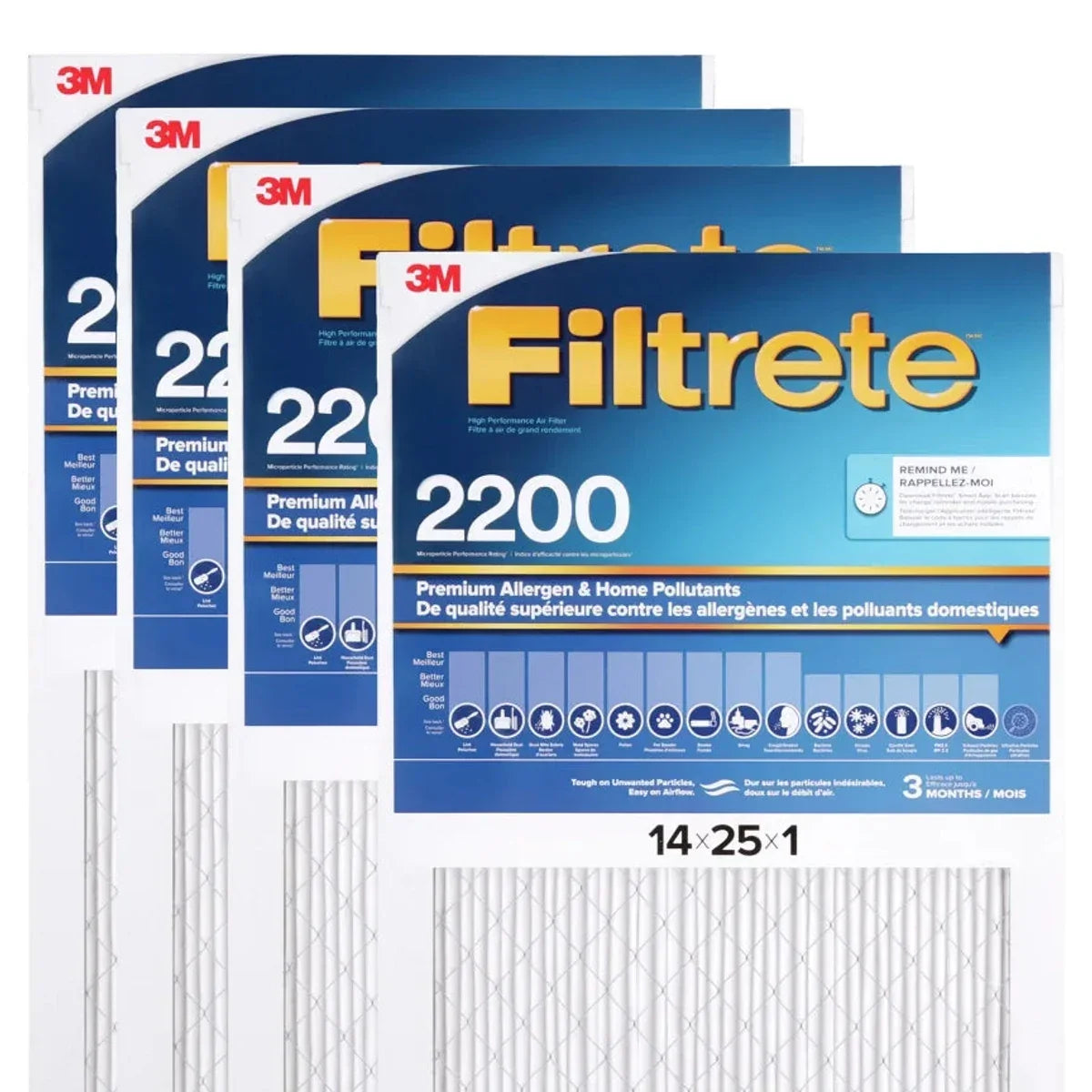 Filtrete MPR 2200 1-in Premium Furnace Filters, 4-pack
