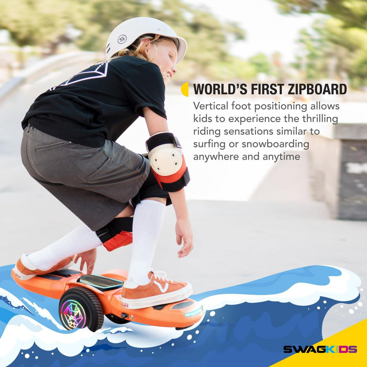 Swagtron Shuttle Zipboard Electric Hoverboard Skateboard 7 mph and 3-Mile Range LED Wheels Wireless Speaker
