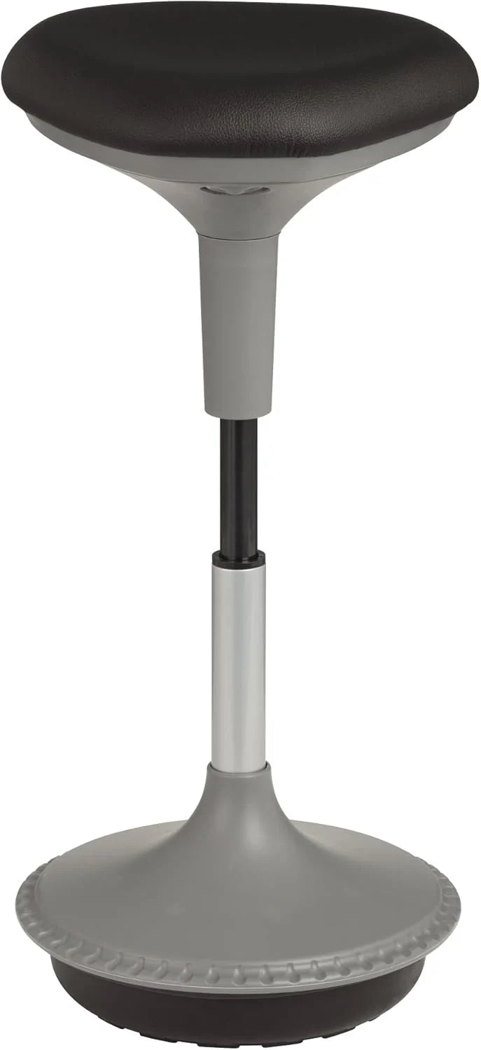 Adjustable-height office desk and active learning stools for classrooms, foam-filled backless rocking stools with rocking function, in gray color