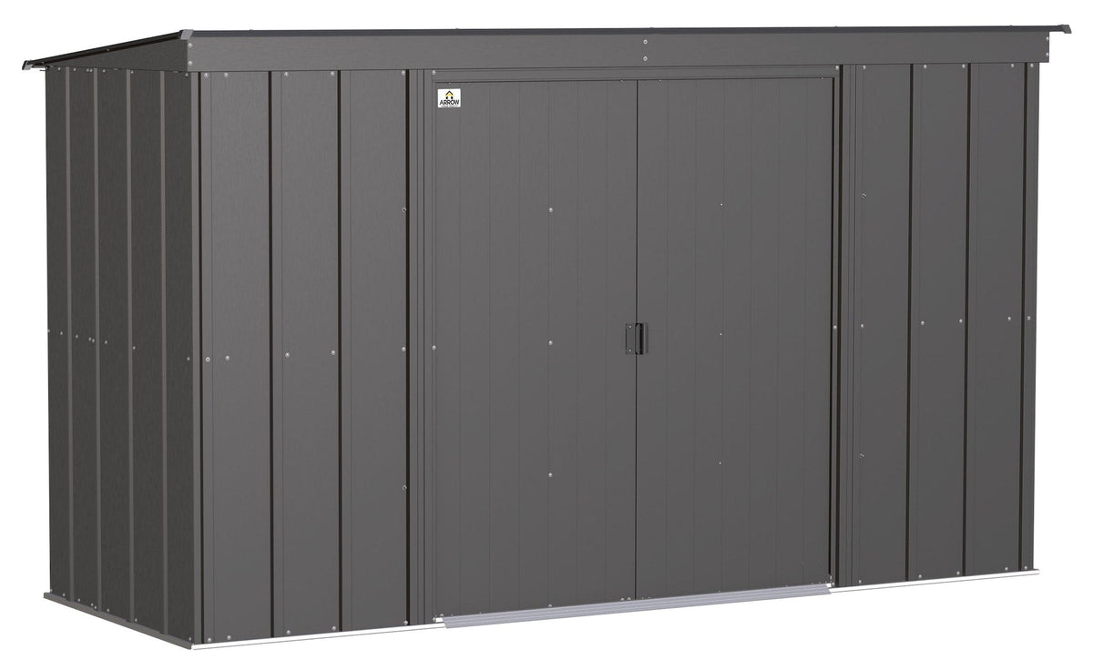 Classic Galvanized Steel Storage Shed, Charcoal, 10-ft x 4-ft