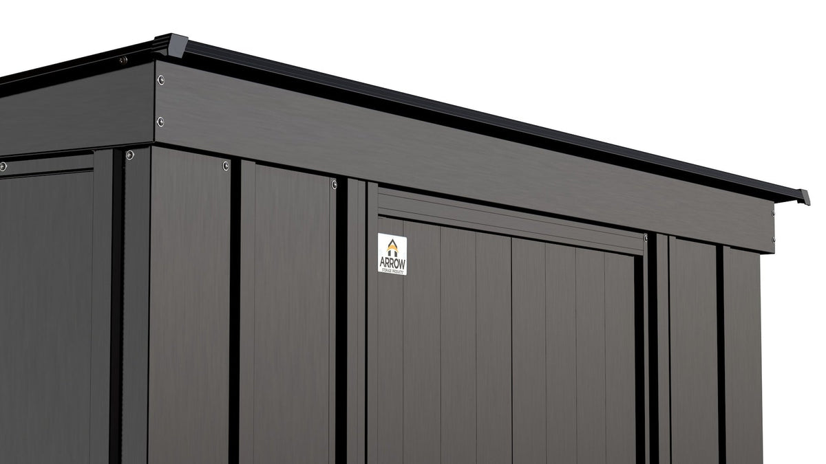 Classic Galvanized Steel Storage Shed, Charcoal, 10-ft x 4-ft