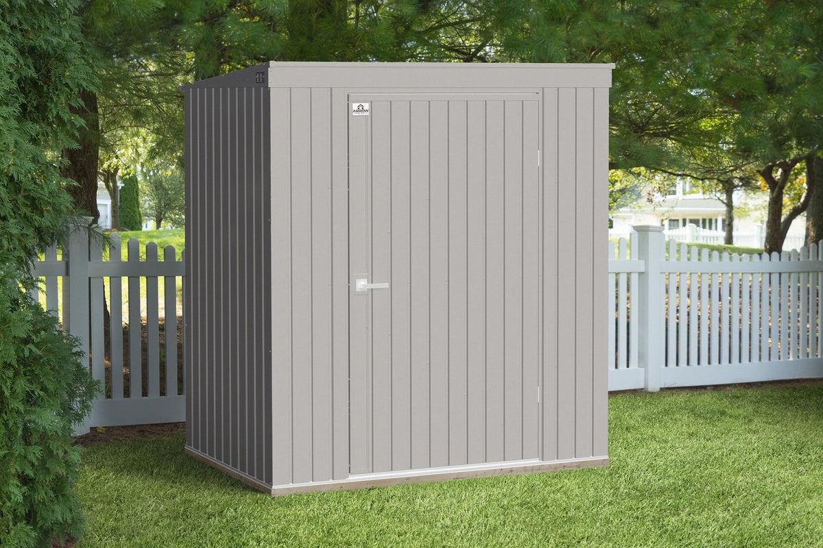 Elite Steel Storage Shed with Pent Roof, Cool Grey, 6-ft x 4-ft