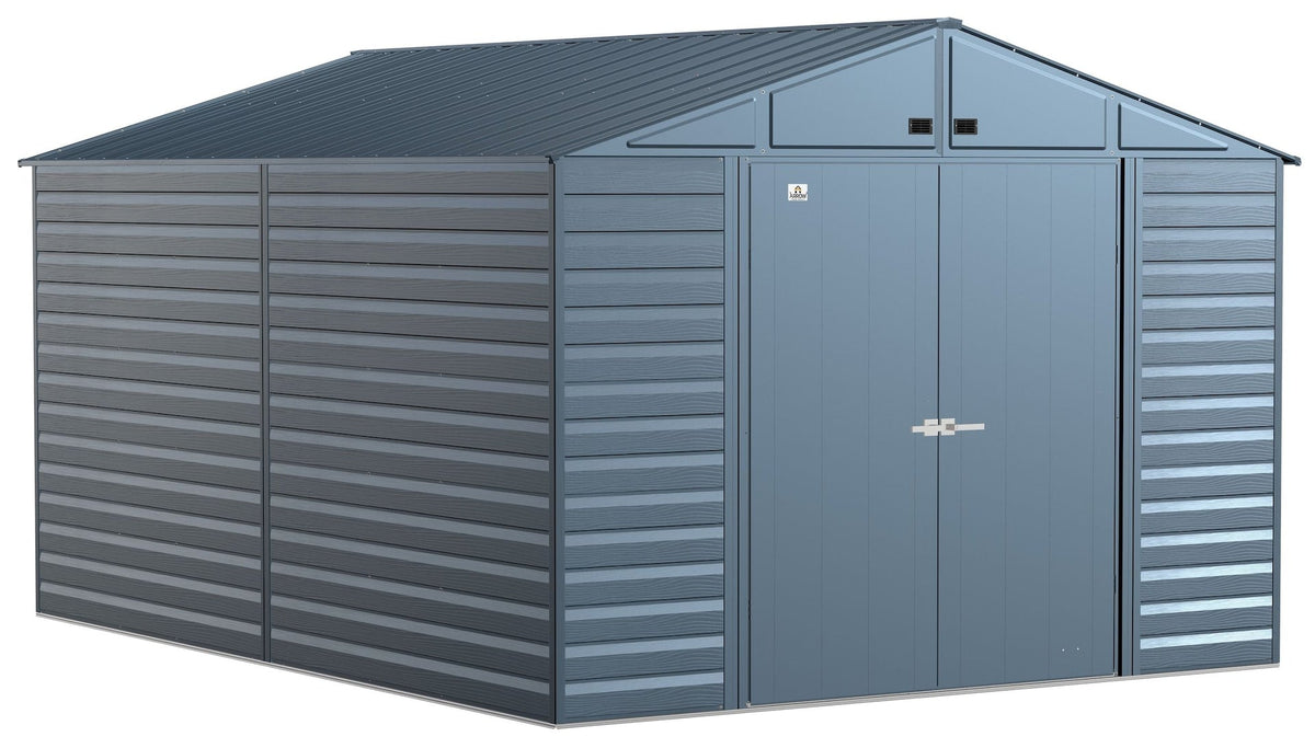 Select Galvanized Steel Storage Shed, Blue Grey, 10-ft x 14-ft