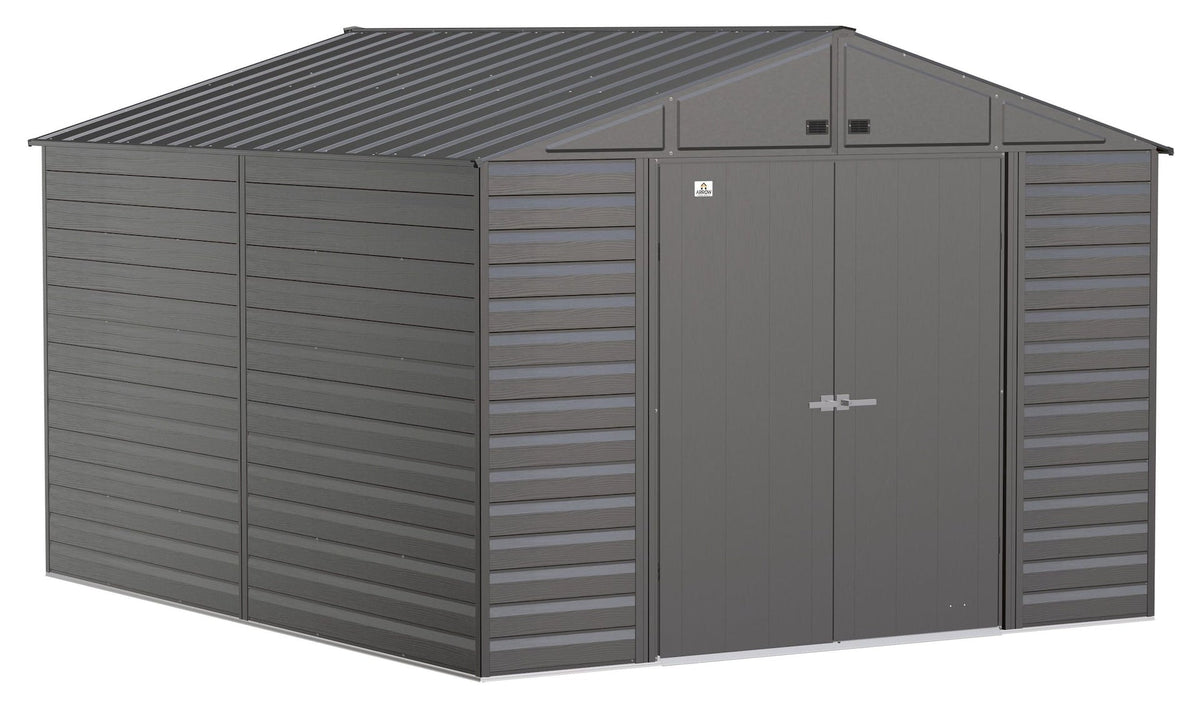 Select Galvanized Steel Storage Shed, Charcoal, 10-ft x 12-ft