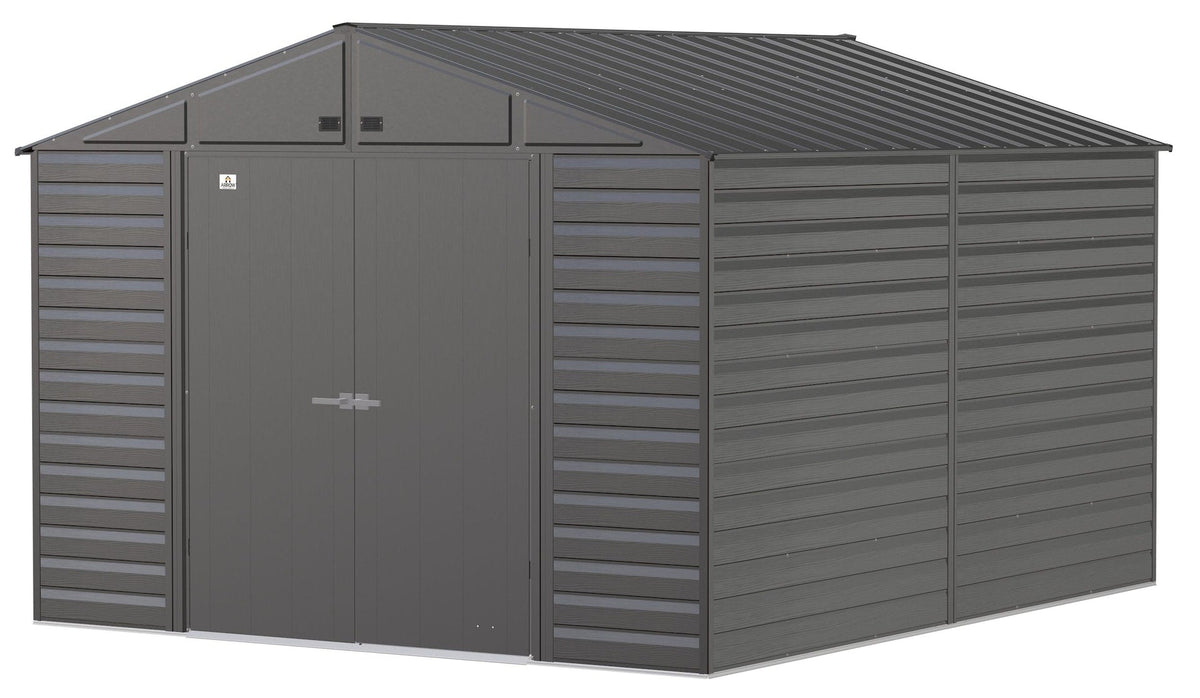 Select Galvanized Steel Storage Shed, Charcoal, 10-ft x 12-ft