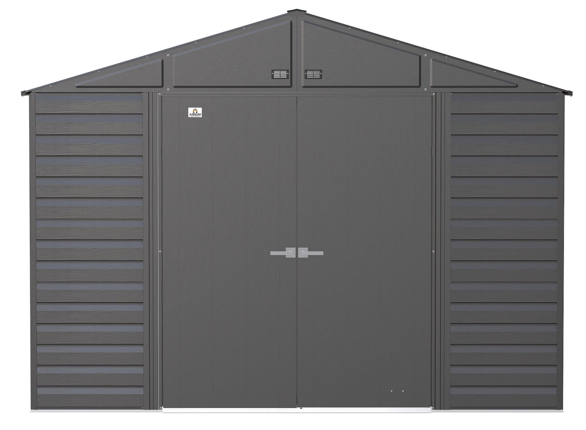 Select Galvanized Steel Storage Shed, Charcoal, 10-ft x 12-ft