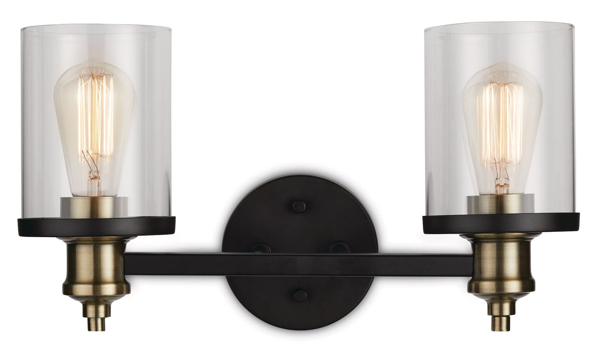 Calliet 2-Light Vanity Light, Matte Black/Brass