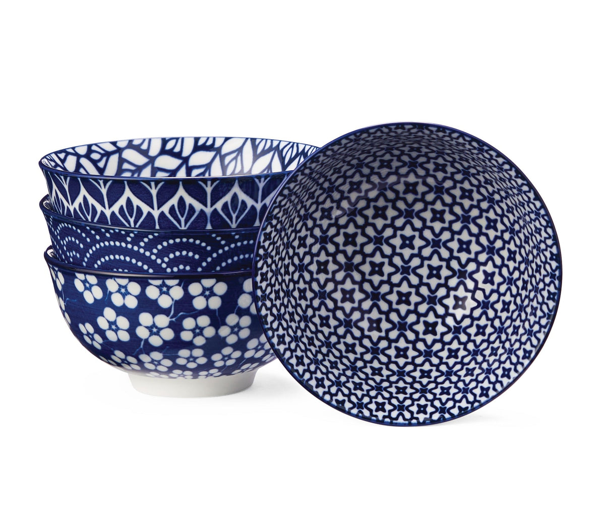 Patterned Porcelain Soup Bowl Set, 4-pk