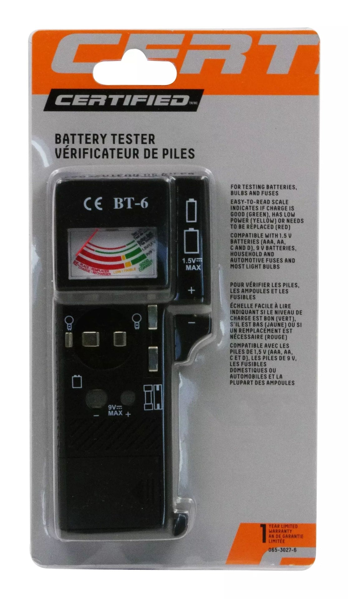 Universal Battery Tester / Checker, AAA, AA, C, D, 9V