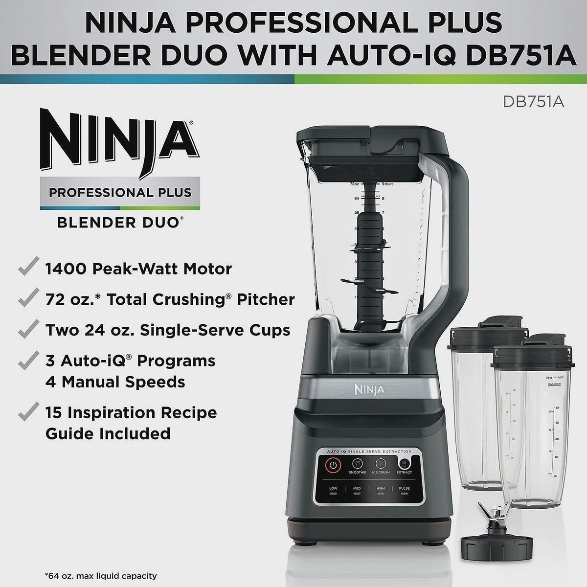 Professional Plus Blender DUO with Auto-iQ, Nutrient Extraction