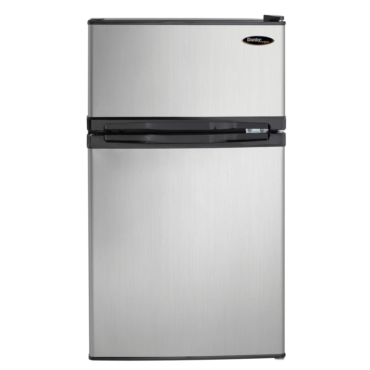 Designer 3.1 cu. ft. Dual Door Compact Fridge with Freezer in Stainless-steel Look