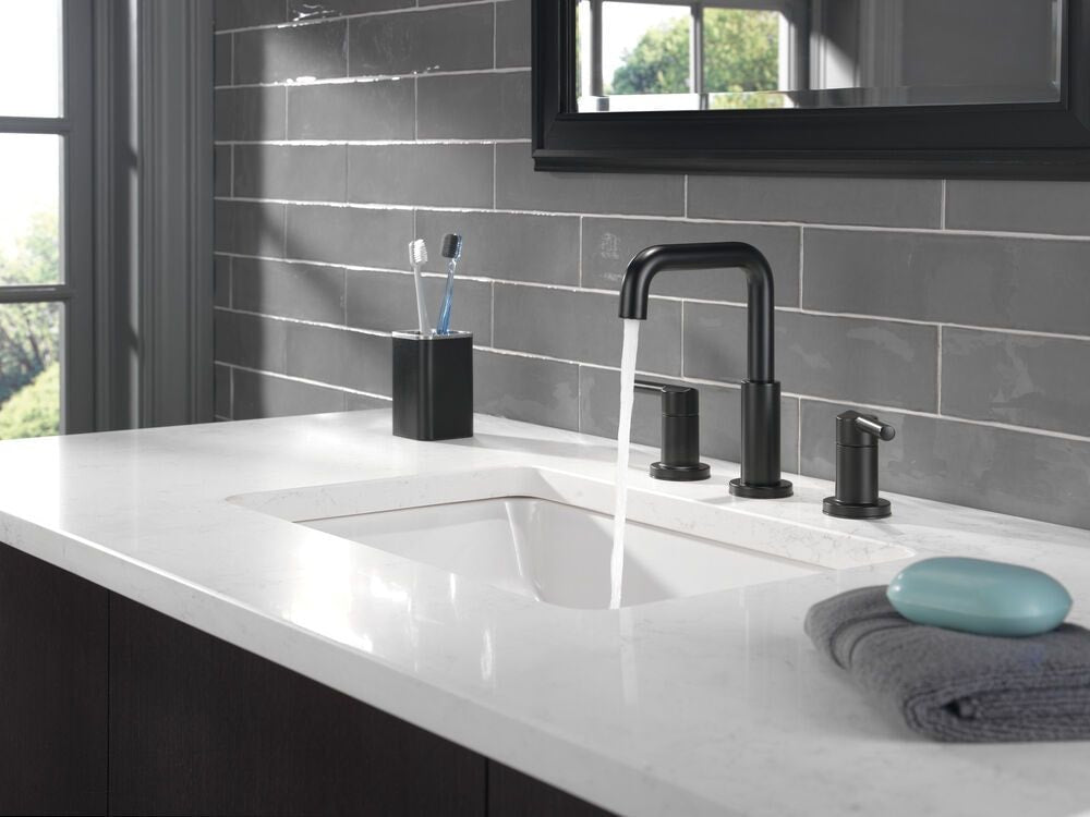 Two Handle Widespread Bathroom Faucet, Matte Black