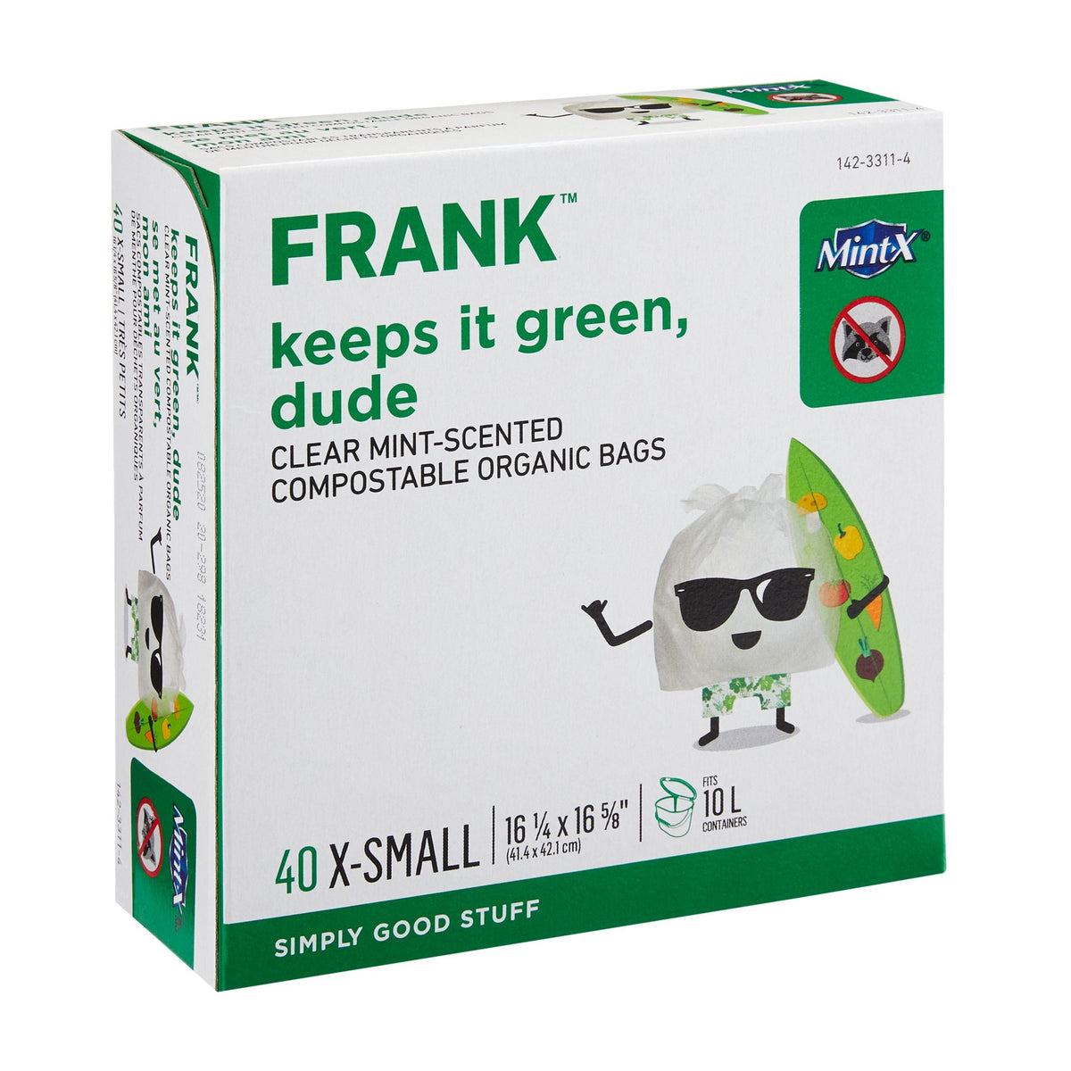 Extra-Small Organic Mint Scented Compostable Food Waste Bags, 40-pk, Clear, 10-L