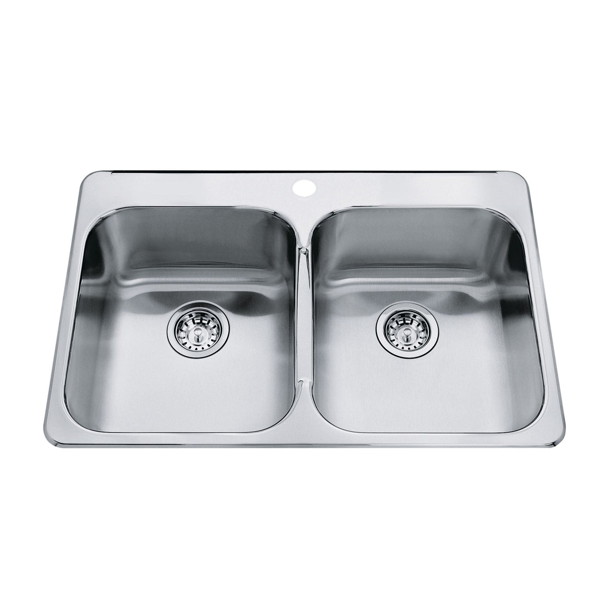 Top Mount Stainless Steel Double Bowl Kitchen Sink, 23x34x7-in