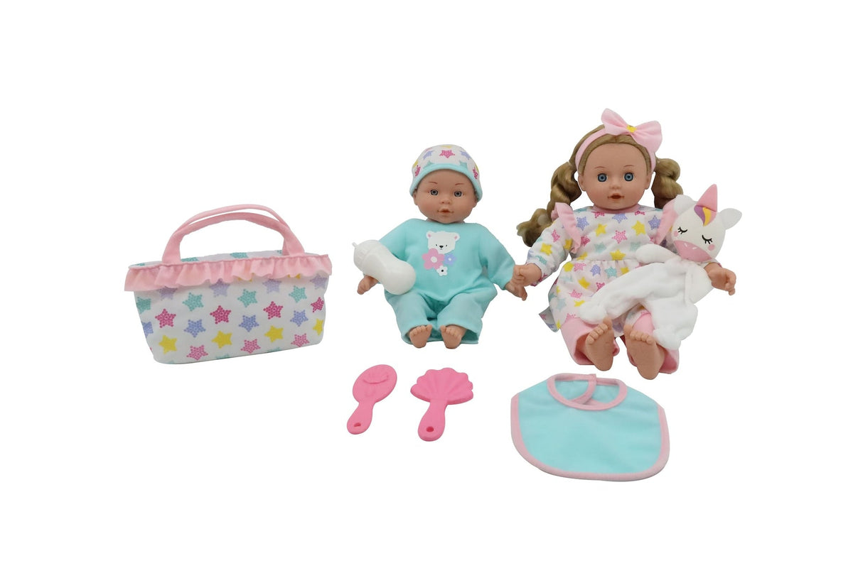 Kisses & Cuddles Soft Body Baby Doll Gift Set with 12-in and 16-in Dolls