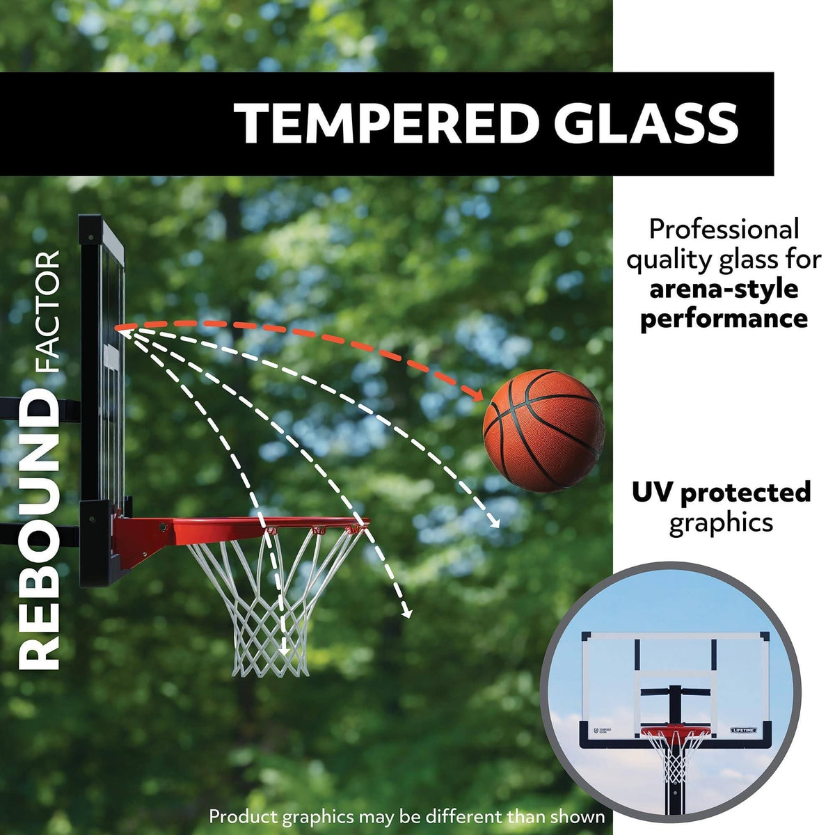 Portable Adjustable In-Ground Mammoth Bolt Down Outdoor Basketball Hoop, 54-in
