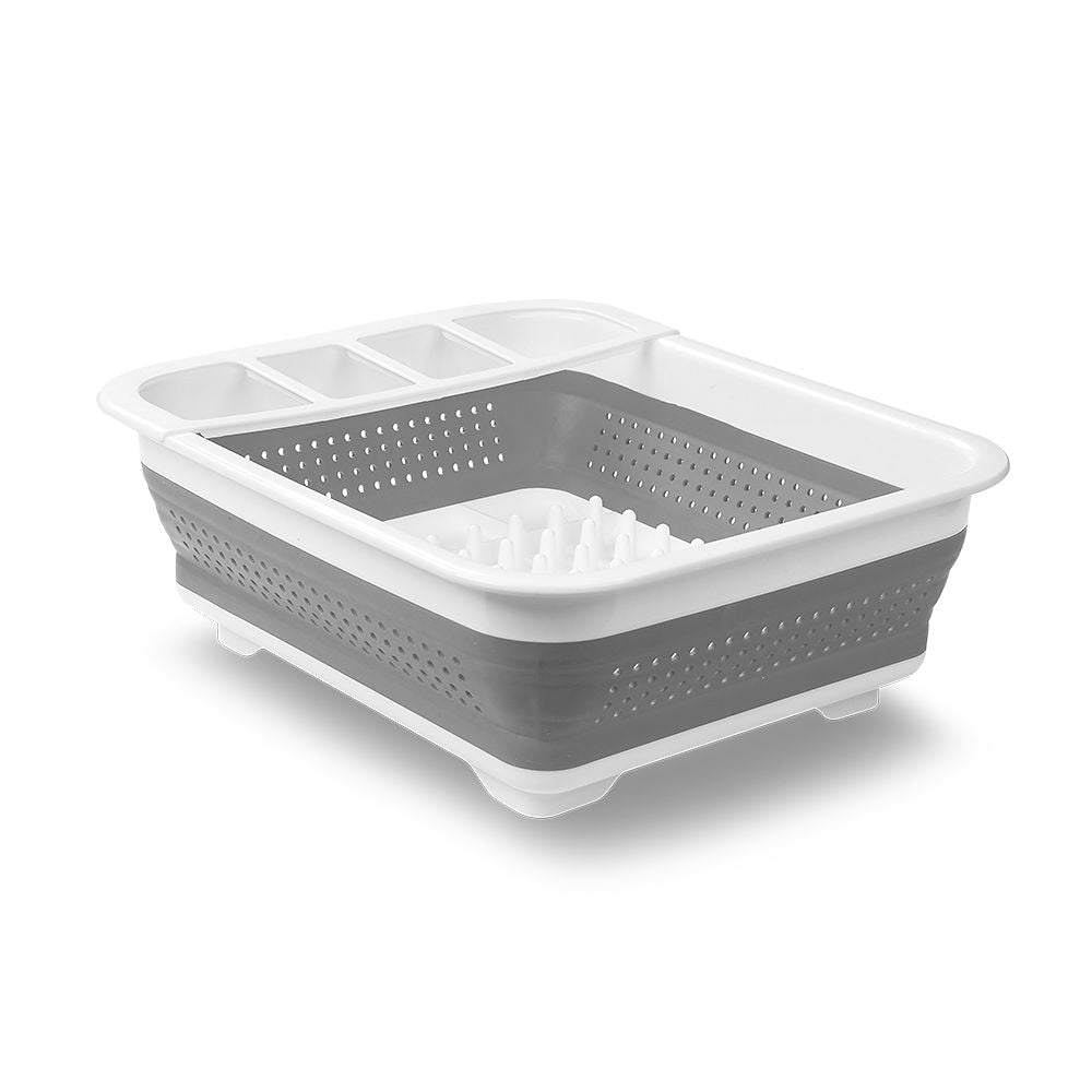 Collapsible Folding Plastic Dish & Cutlery Drying Rack, White