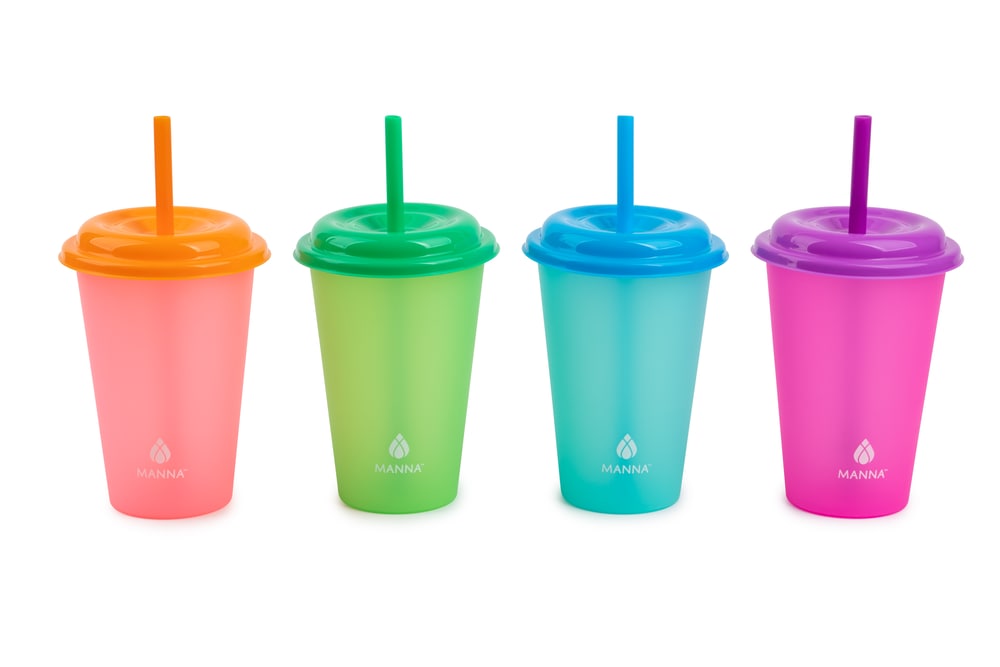Plastic Colour Changing Cups with Straws & Lids, 12-oz, 4-pk, Assorted Colours