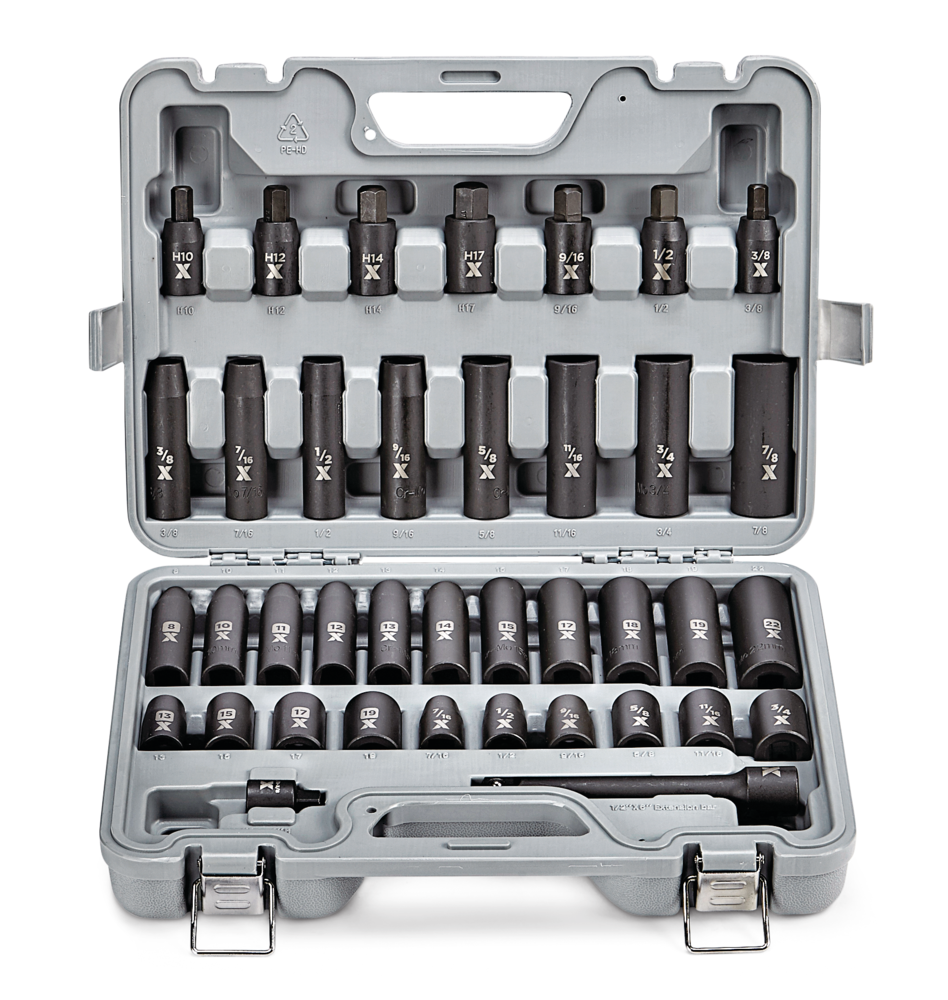 1/2-in Drive Professional Grade Impact Socket Set, 38-pc, CRMO