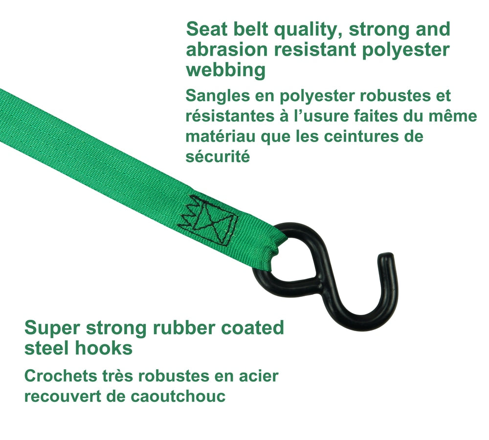 1,200-lb Retractable Ratchet Tie Down Straps, 1-in x 10-ft (2.54 cm x 3 m), 2-pk