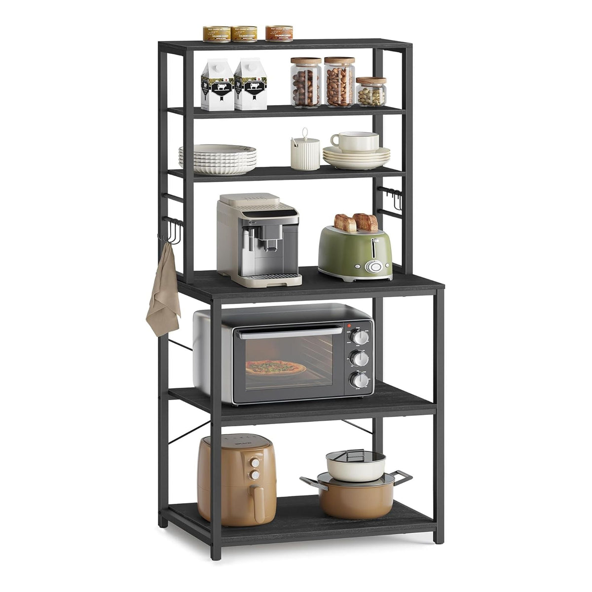 Home Oak/White Baker's Rack with Charging Station