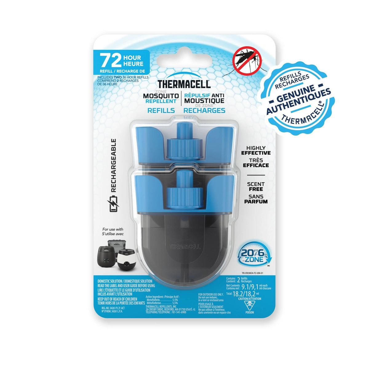 E-ZoneGuard Rechargeable Mosquito Repellent Refill 72-Hour Pack