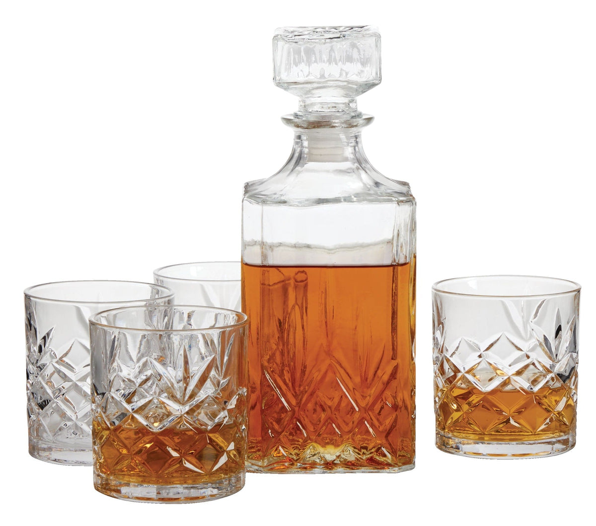 Glass Whiskey Decanter & Glasses Set, 5-pc
