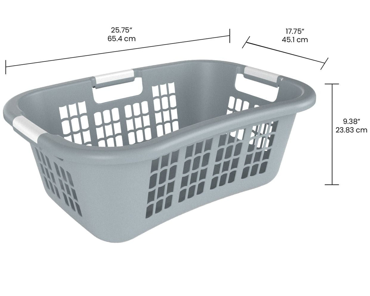 Hip Hugger Laundry Basket, 25.7 x 17.7 x 9.3-in, Grey