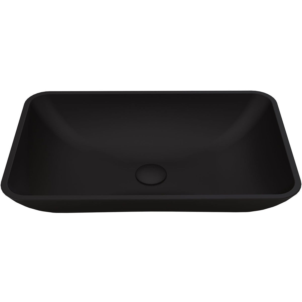 Hadyn Glass Rectangular Vessel Bathroom Sink/Basin with Rounded Edges & Deep Bowl, Black