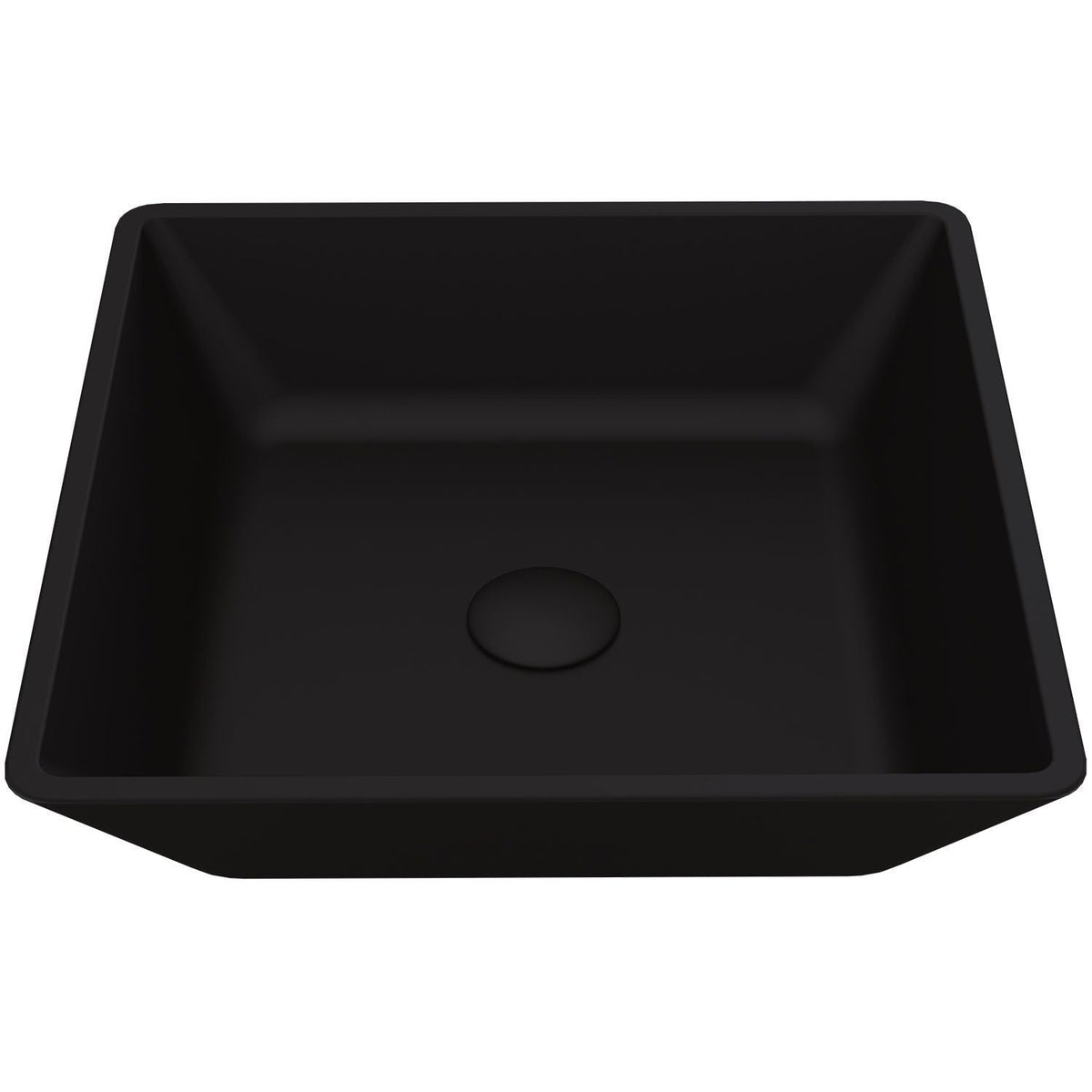 Roma Glass Square Vessel Bathroom Sink/Basin with Rounded Edges & Deep Bowl, Black