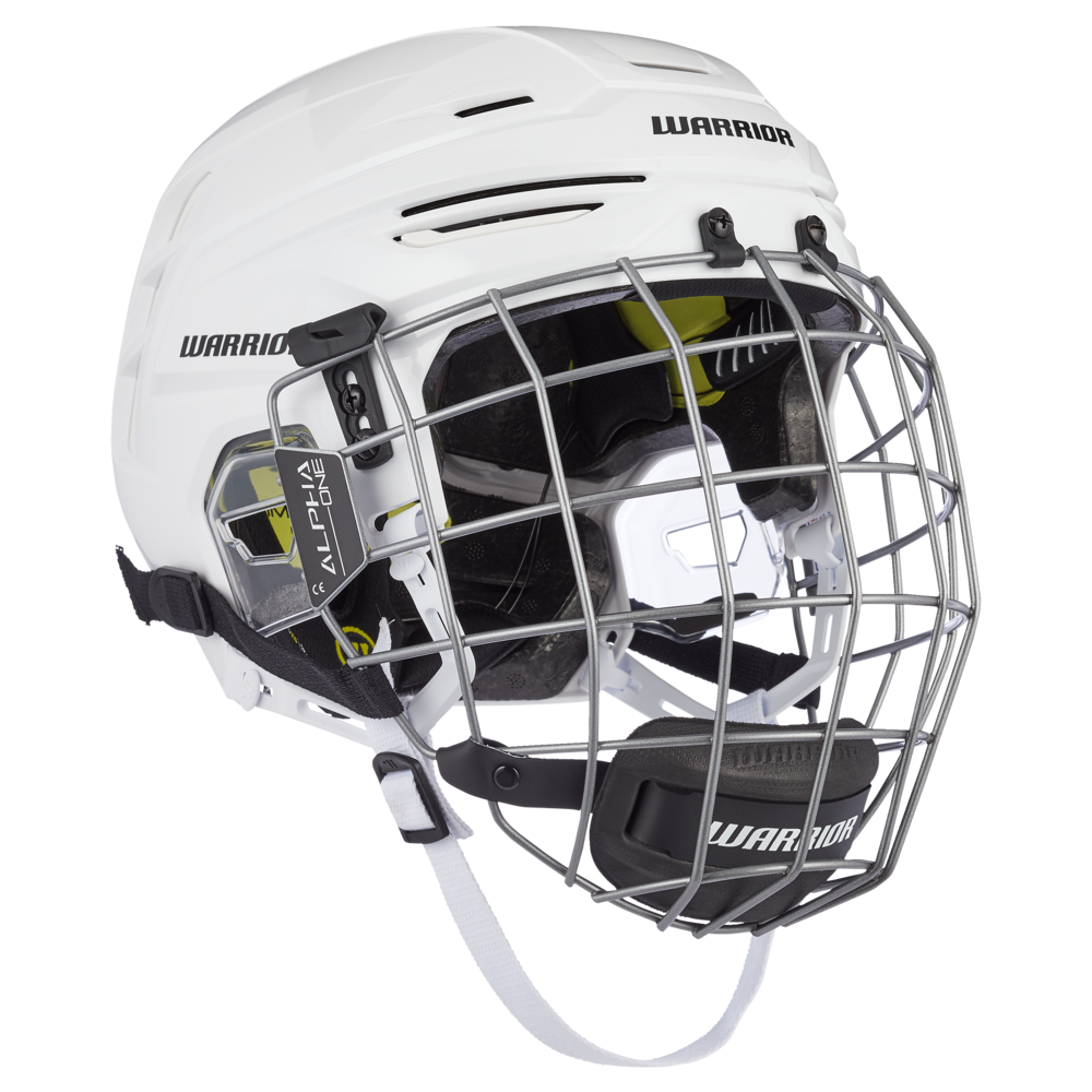Alpha Pro Senior Hockey Helmet & Cage Combo, White