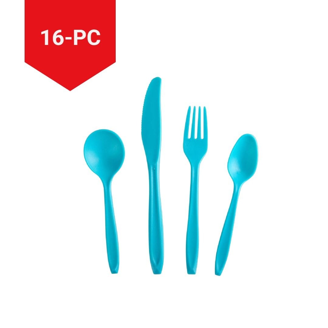 Reusable BPA-Free Plastic Camp Cutlery Set, 16-pc