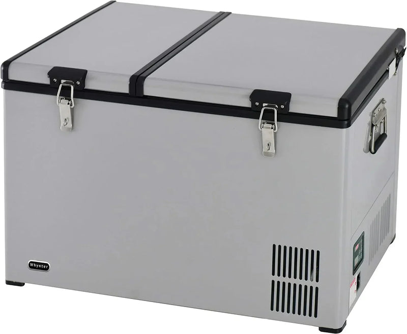 FM-65G 65 Quart Portable Refrigerator and Deep, AC 110V/ DC 12V, Real Chest Freezer for Car, Home, Camping, and RV with-8掳F to 50掳F Temperature Range, Gray, One Size W502