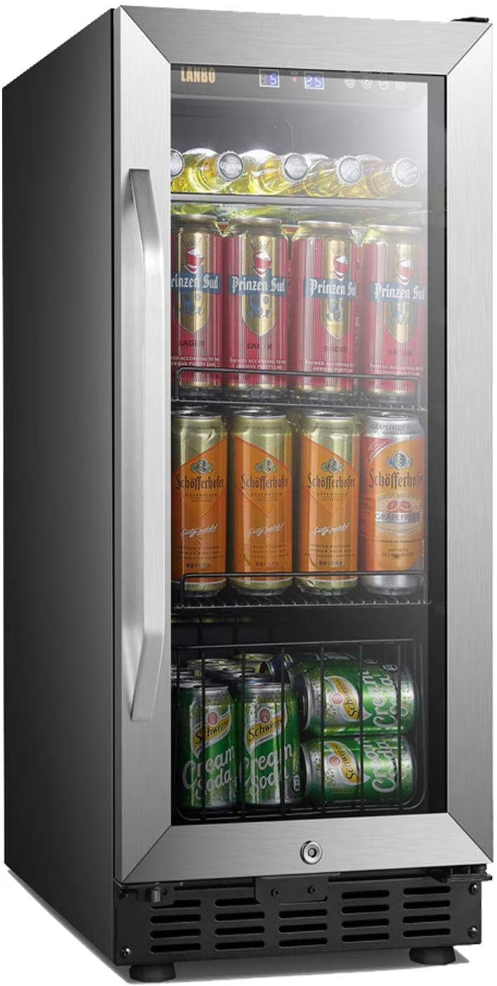 Lanbo 76 Cans Under Counter Compressor Beverage Cooler Refrigerator, 15 inch Width H3218