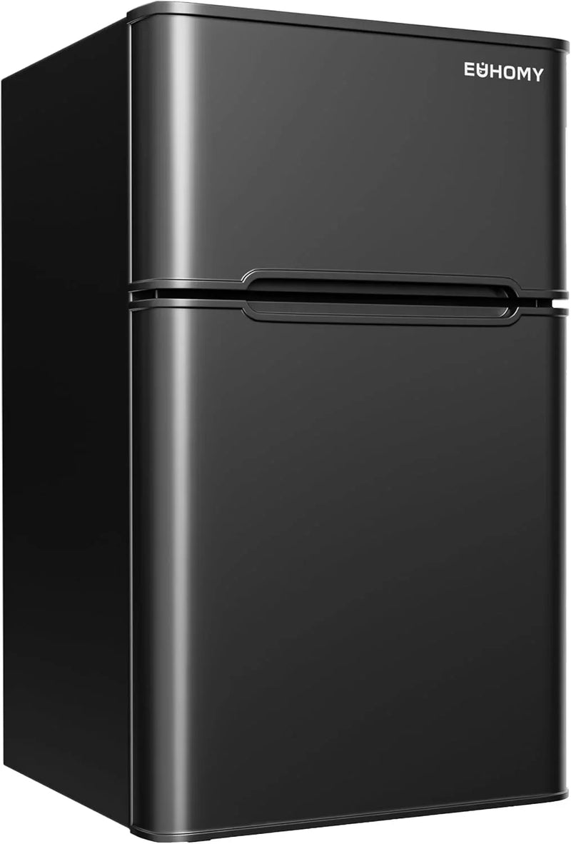 3.2 Cu.Ft Mini Fridge with Freezer – 2-Door Compact Refrigerator for Bedroom, Dorm, Office or Apartment, Silver H658