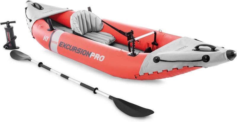 Excursion Pro Inflatable Kayak Set and Accessory Kit, Air Pump, and Carry Bag for Lakes and Rivers B7289