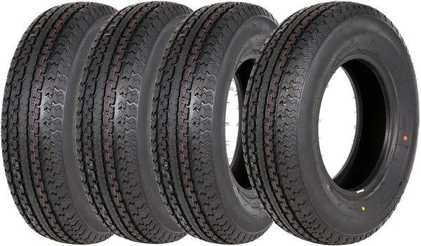 Set of 4 ST225/75R15 Radial Trailer Tire, ST225-75R15 ST 225/75R15, 10 Ply Load Range E, 117N F6214