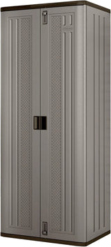 72-Inch Platinum Resin Storage Cabinet with Durable Double-Wall Construction, and Metal-Reinforced Shelves for Basement, Utility Room and Garage Storage, Platinum, Made in the USA