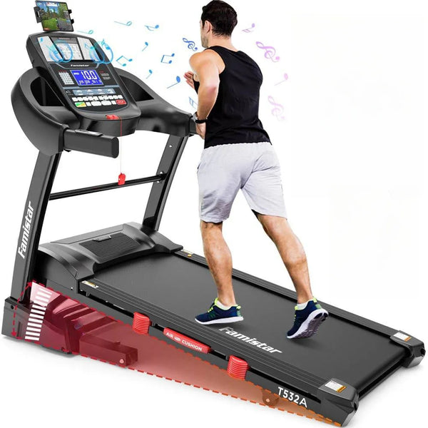 Famistar Folding Treadmill for Home with 15 Levels Auto Incline, 300LB Capcity, 10MPH Fast Speed Controls E7560