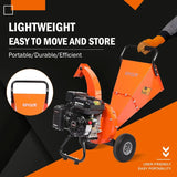 C40 Wood Chipper 4" inch Max Diameter Capacity 9 HP 274cc Gas Powered Engine Heavy Duty Shredder Mulcher