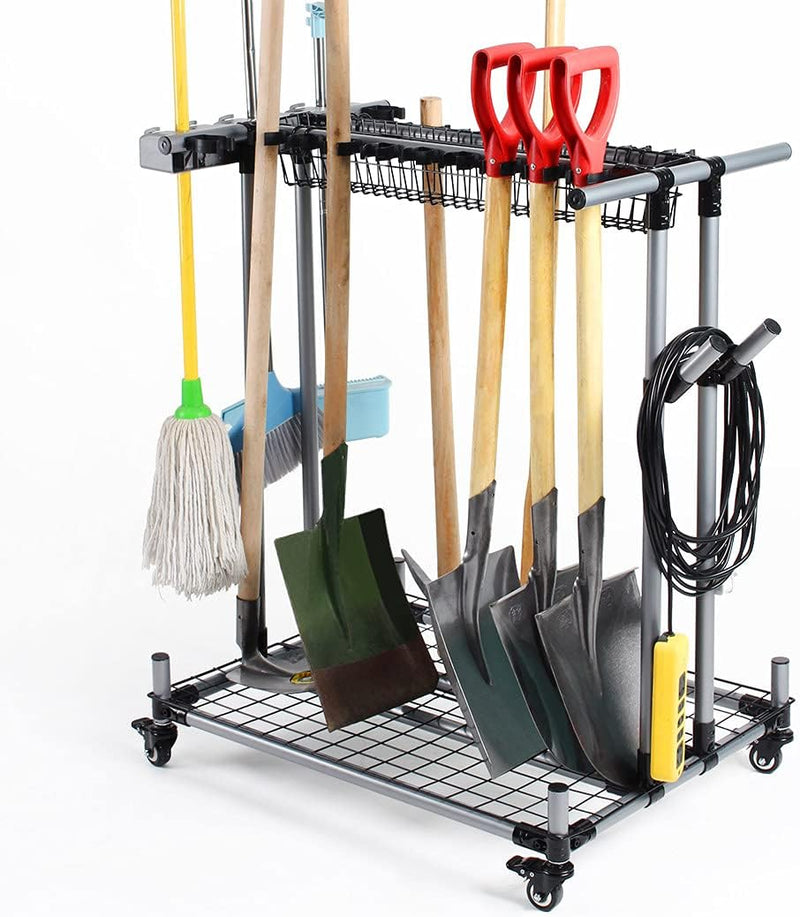 Metal Garden Tool Organizer Large Tool Rack Garage Storage Holder H6208
