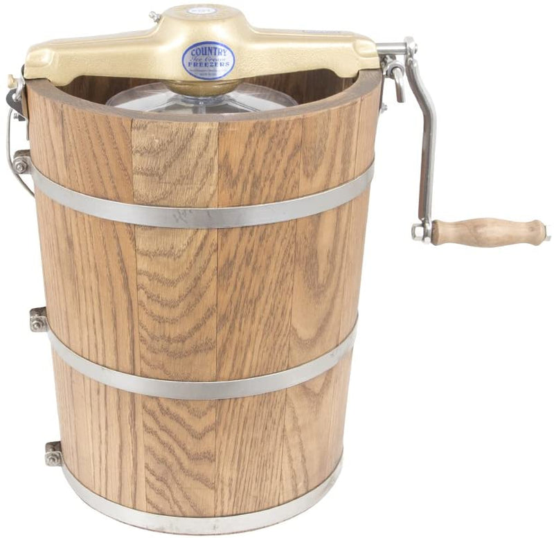 6 qt Country Ice Cream Maker – Classic Wooden Tub – Hand Crank I9325