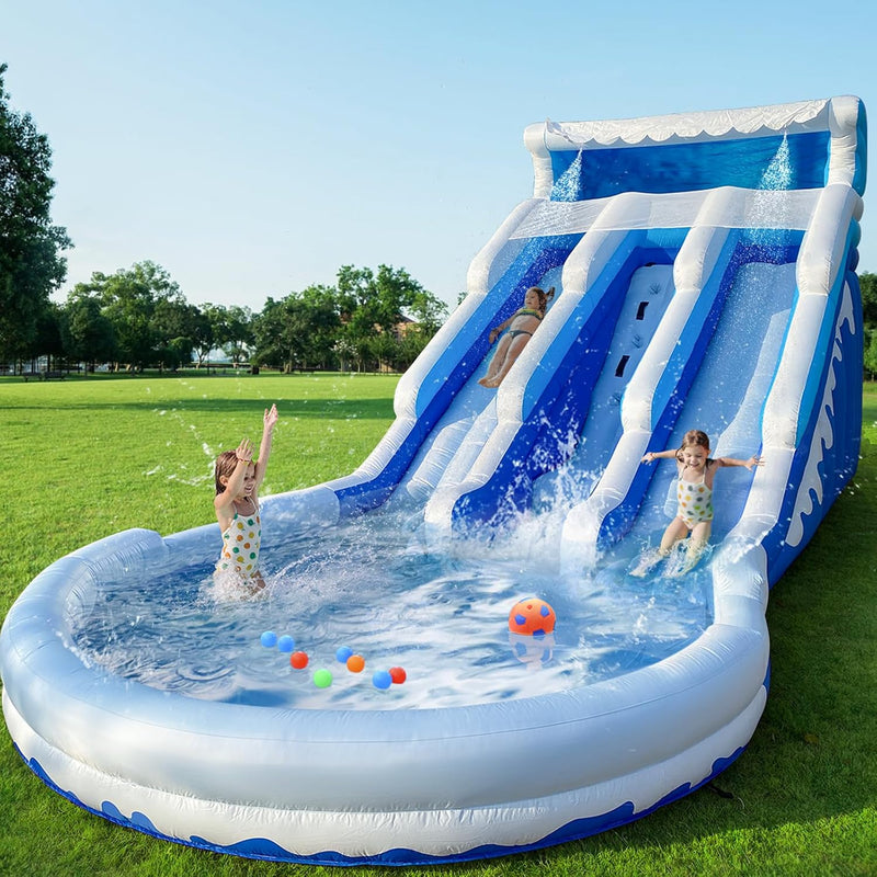 Large Inflatable Water Slide Swimming Pool Play Center, Commercial Grade Lightweight Premium Water Slide Bounce House 20.6x9.5x9.3Ft for Kids and Adults (with Blower) N9391