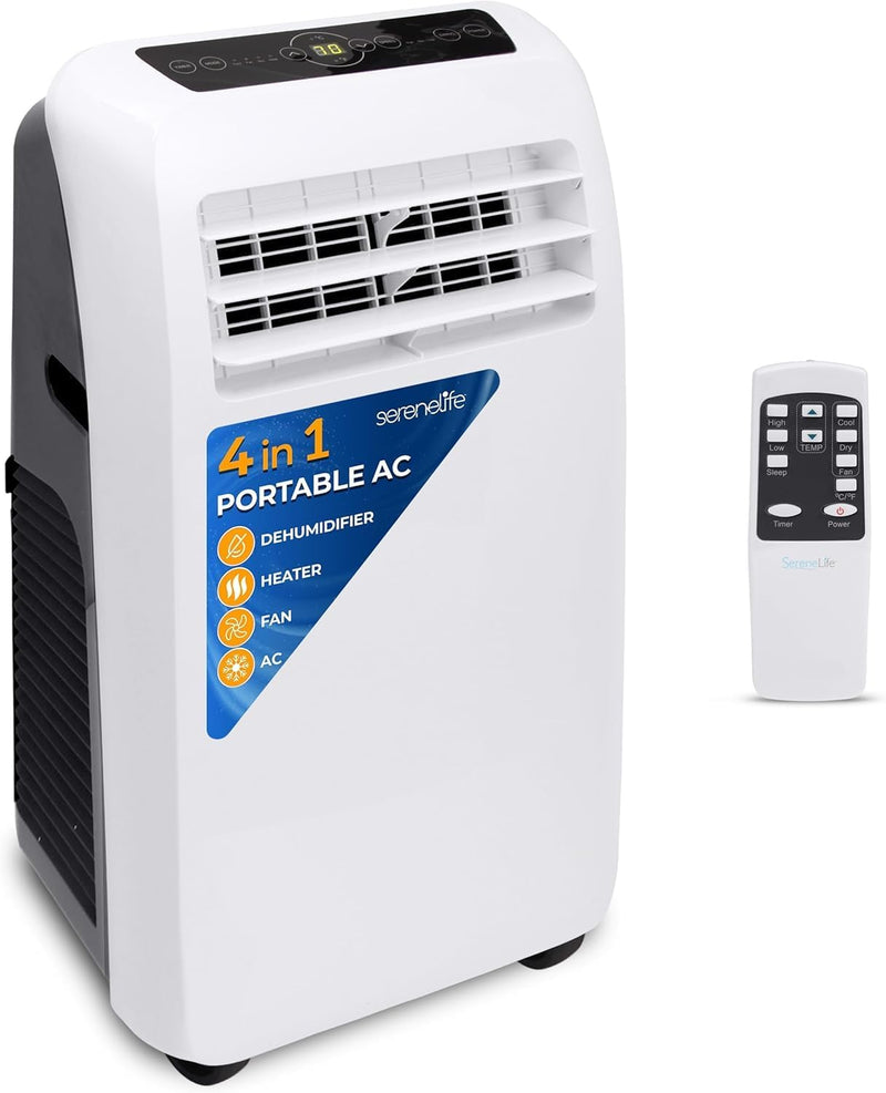 10,000 BTU Portable Air Conditioner– 4-in-1 AC Unit w/Cooling, Dehumidifier, Heater, & Fan– Includes Remote Control, Window Mount Kit, Quiet Operation, 24-Hour Timer M7672