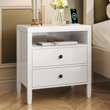 Modern bedside table with black metal finish - 2-piece set