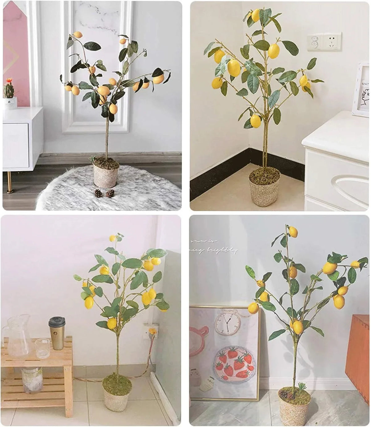 Fake Bonsai Tree The Artificial Plant Small Potted Plant Decorates The Artificial Flower Lemon Tree, 37 Inches High, It is A Good Choice Both Indoors and Outdoors. Artificial Bonsai Tree