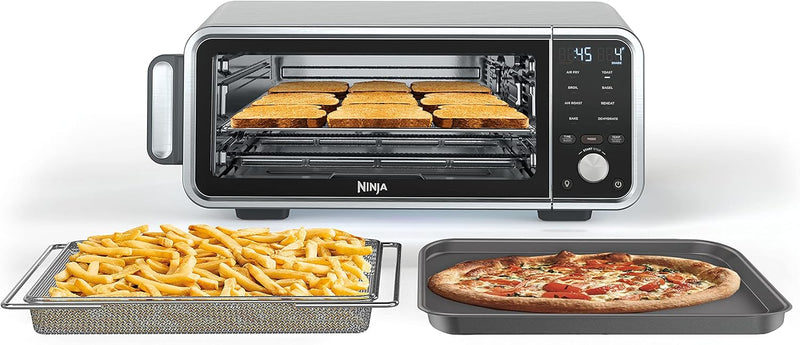 Toaster oven, air fryer, thermometer, toaster-air fryer combo, stainless steel material, quick cooking, french fries, frozen food, air frying, dehydrating, heating, 13 functions, less oil usage, flip-type oven D4719