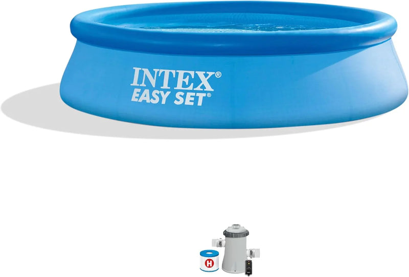 28167EH Easy Set Inflatable Swimming Pool Set: 15ft x 48in – Includes 1000 GPH Cartridge Filter Pump – Removable Ladder – Pool Cover – Ground Cloth M4187