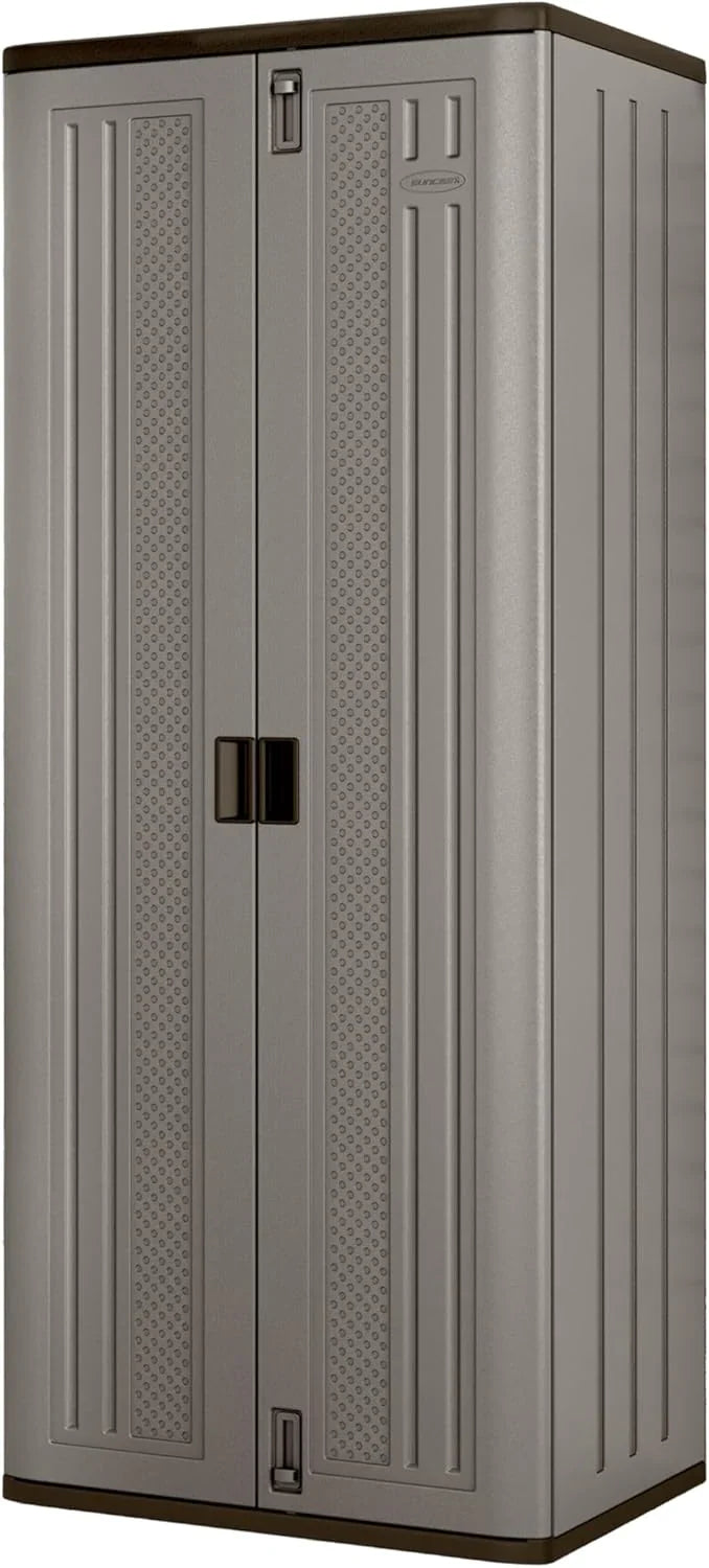 72-Inch Platinum Resin Storage Cabinet with Durable Double-Wall Construction, and Metal-Reinforced Shelves for Basement, Utility Room and Garage Storage, Platinum, Made in the USA G1920