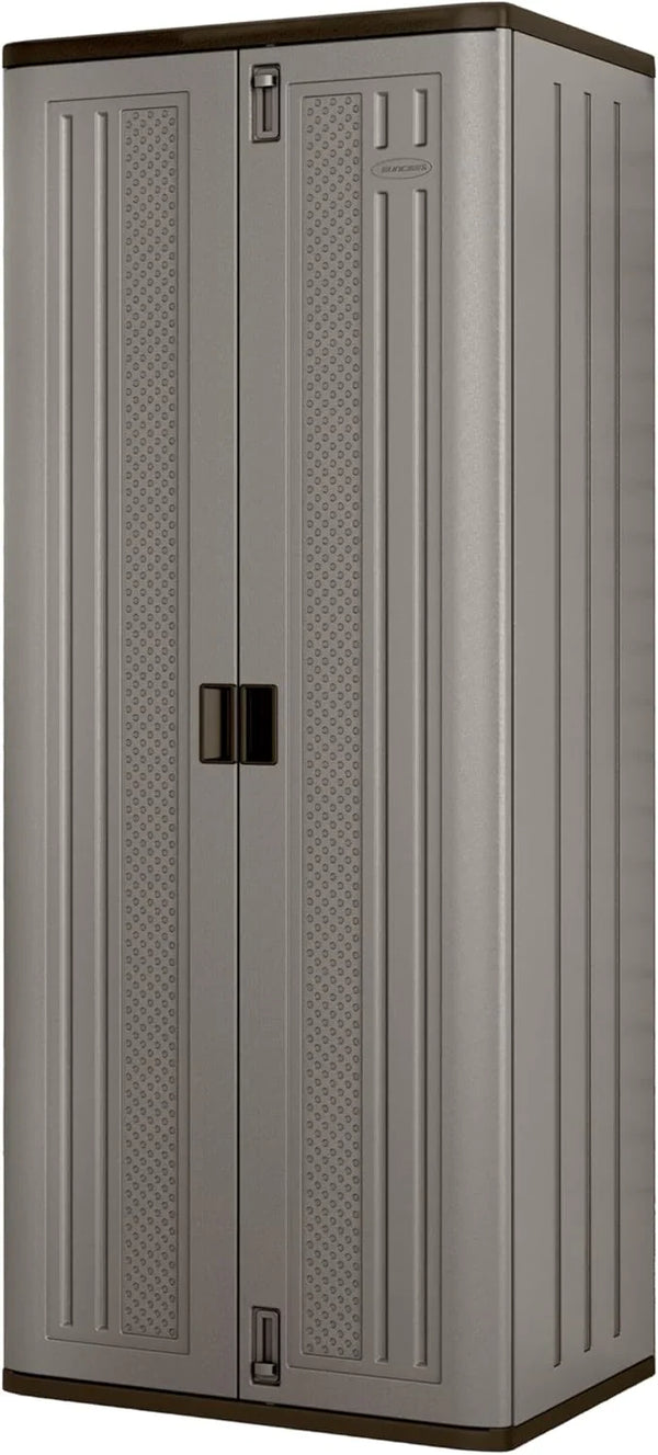 72-Inch Platinum Resin Storage Cabinet with Durable Double-Wall Construction, and Metal-Reinforced Shelves for Basement, Utility Room and Garage Storage, Platinum, Made in the USA W9044